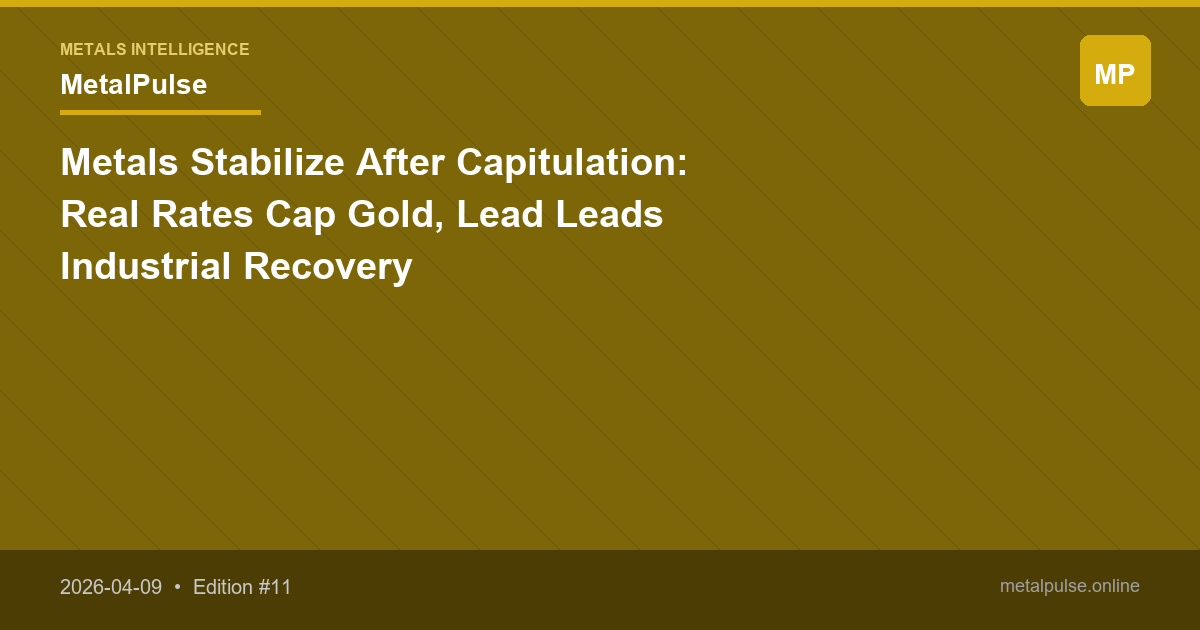 Metals Stabilize After Capitulation: Real Rates Cap Gold, Lead Leads Industrial Recovery