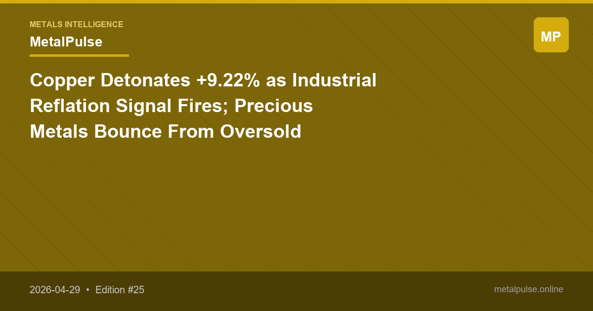 Copper Detonates +9.22% as Industrial Reflation Signal Fires; Precious Metals Bounce From Oversold